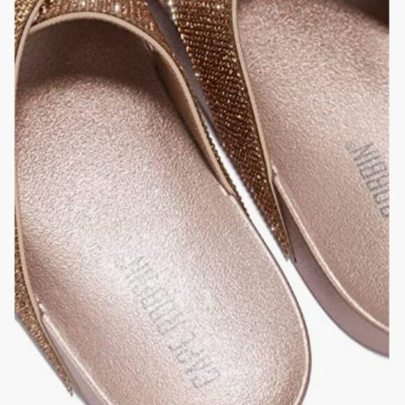 ROSE GOLD FLATS | ROSE GOLD RHINESTONE FLAT SLIDES - Picture 4 of 4